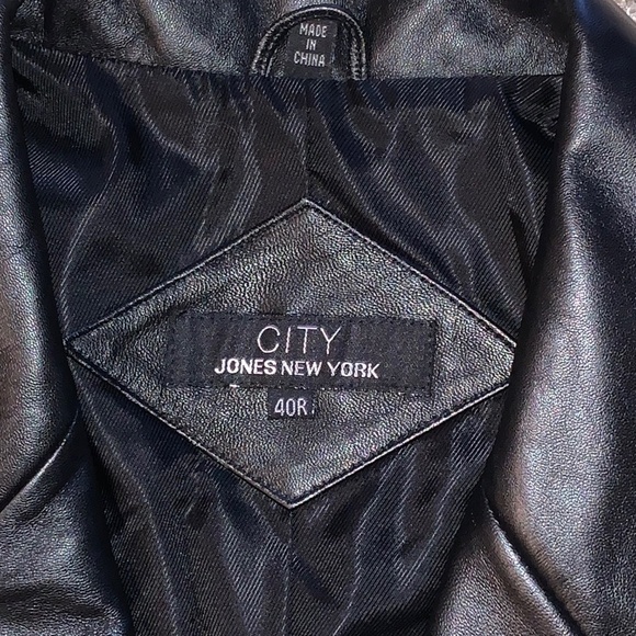 City Jones New York NY Mens Genuine Leather Blazer Sport Coat Jacket Black 40R - Picture 3 of 11